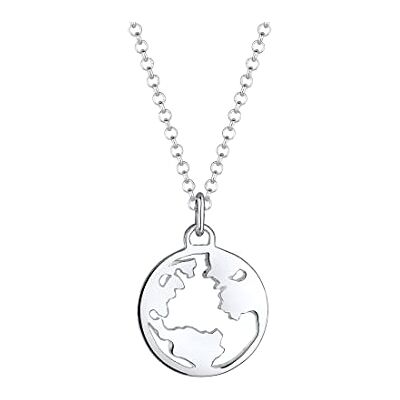 Elli halsband damer jordglob glob vandringslöst resor i 925 sterlingsilver, 45, Sterlingsilver, Utan Elli halsband damer jordglob glob vandringslöst resor i 925 sterlingsilver, 45, Sterlingsilver, Utan