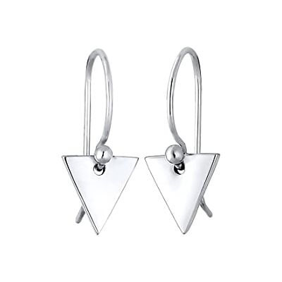 Elli örhängen triangel geo minimal trend 925 silver, fasettad slipning, Utan Elli örhängen triangel geo minimal trend 925 silver, fasettad slipning, Utan