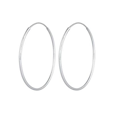 Elli örhängen dam kreoler basic klassisk i 925 sterlingsilver, En Storlek, fasettad slipning, Utan Elli örhängen dam kreoler basic klassisk i 925 sterlingsilver, En Storlek, fasettad slipning, Utan