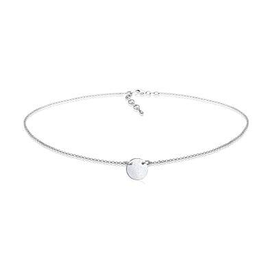 Elli Damhalsband choker cirkel platta matt geo-plattor i 925 sterlingsilver, 36 cm, fasettad slipning Elli Damhalsband choker cirkel platta matt geo-plattor i 925 sterlingsilver, 36 cm, fasettad slipning