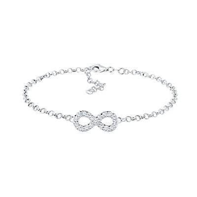 Elli armband kvinnor oändlighetssymbol oändlighet basic med kristaller i 925 sterlingsilver, 180, Silver, Kristall Elli armband kvinnor oändlighetssymbol oändlighet basic med kristaller i 925 sterlingsilver, 180, Silver, Kristall