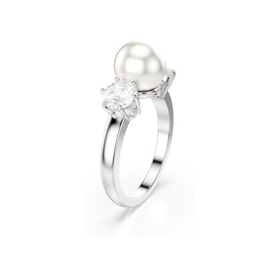 Swarovski Matrix ring, Kristallpärla, Rundskuren, Vit, Rhodiumpläterad Swarovski Matrix ring, Kristallpärla, Rundskuren, Vit, Rhodiumpläterad