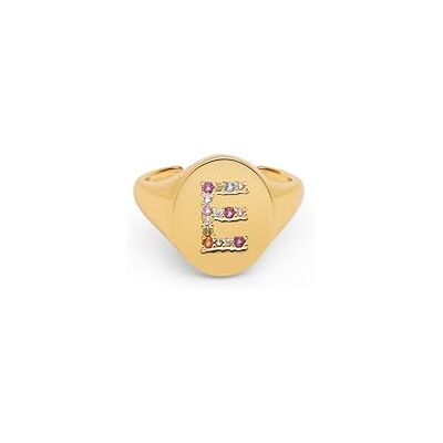 SINGULARU Ring personliga bokstavsfärger Letra E Ring i mässing med finish i 18K guldbad Bokstavsring med färgglad zirkon smycken för kvinnor bokstav E, Knivar, Ingen ädelsten SINGULARU Ring personliga bokstavsfärger Letra E Ring i mässing med finish i 18K guldbad Bokstavsring med färgglad zirkon smycken för kvinnor bokstav E, Knivar, Ingen ädelsten