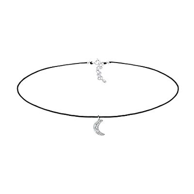 Elli damkedja med berlock halvmåne Astro 925 silver kristall svart briljantslipp 36 cm e silver,svart Elli damkedja med berlock halvmåne Astro 925 silver kristall svart briljantslipp 36 cm e silver,svart