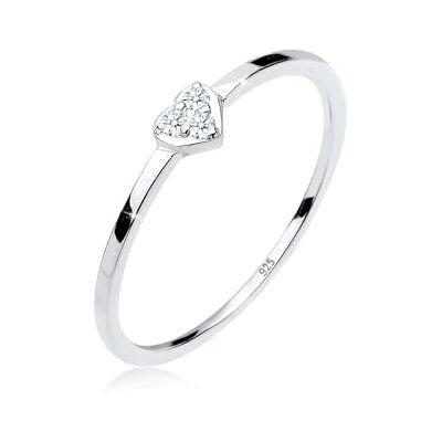 DIAMORE Elli Diamonds klassisk symbol hjärta ring dam med diamant (0,06 ct.) i 925 sterlingsilver, Silver, Diamant DIAMORE Elli Diamonds klassisk symbol hjärta ring dam med diamant (0,06 ct.) i 925 sterlingsilver, Silver, Diamant