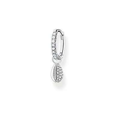 THOMAS SABO damer enkel kreol med vita stenar och snäckskal silver 925 sterlingsilver CR697-051-14, En Storlek, Sterlingsilver, Kubisk zirkonia THOMAS SABO damer enkel kreol med vita stenar och snäckskal silver 925 sterlingsilver CR697-051-14, En Storlek, Sterlingsilver, Kubisk zirkonia