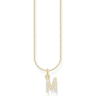 THOMAS SABO bokstav M halsband, guldpläterat silver med zirkoniumoxid, KE2252-414-14 THOMAS SABO bokstav M halsband, guldpläterat silver med zirkoniumoxid, KE2252-414-14