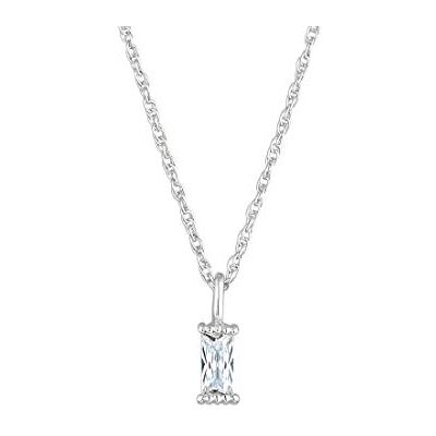 Elli Halsband damer länkar twisted solitär hänge rektangel med zirkonia kristall i 925 sterlingsilver, 450, Kristall, Kubisk zirkonia Elli Halsband damer länkar twisted solitär hänge rektangel med zirkonia kristall i 925 sterlingsilver, 450, Kristall, Kubisk zirkonia