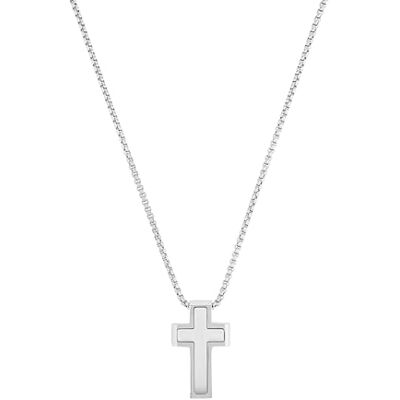 s.Oliver Silverkedja Smycken, Kedja med hänge rostfritt stål män halsband, 55 + 5 cm, silver, kors, levereras i presentförpackning, 2035529 s.Oliver Silverkedja Smycken, Kedja med hänge rostfritt stål män halsband, 55 + 5 cm, silver, kors, levereras i presentförpackning, 2035529
