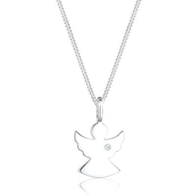 DIAMORE Elli DIAMONDS Halsband dam ängel hänge filigran med diamant (0,02 ct.) 925 sterling silver, 45cm, fasettad slipning, Diamant DIAMORE Elli DIAMONDS Halsband dam ängel hänge filigran med diamant (0,02 ct.) 925 sterling silver, 45cm, fasettad slipning, Diamant