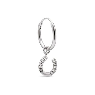 SINGULARU Lös örhänge ring hästsko. Sterling silver med 18K guldlager eller rodium och zirkon. Smycken för kvinnor, One Size, Silver, Ingen ädelsten SINGULARU Lös örhänge ring hästsko. Sterling silver med 18K guldlager eller rodium och zirkon. Smycken för kvinnor, One Size, Silver, Ingen ädelsten
