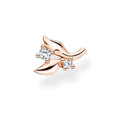 THOMAS SABO Sabo Einzel Ohrstecker Blätter mit weißen Zirkonia-Steinen in Sterling Silber mit 750er Roségold-Vergoldung, H2222-416-14 THOMAS SABO Sabo Einzel Ohrstecker Blätter mit weißen Zirkonia-Steinen in Sterling Silber mit 750er Roségold-Vergoldung, H2222-416-14