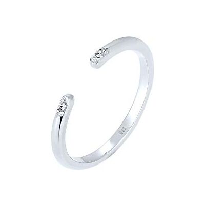 Elli kvinnor silver 925 sterlingsilver justerbar ring i kristall, Silver, Kristall Elli kvinnor silver 925 sterlingsilver justerbar ring i kristall, Silver, Kristall
