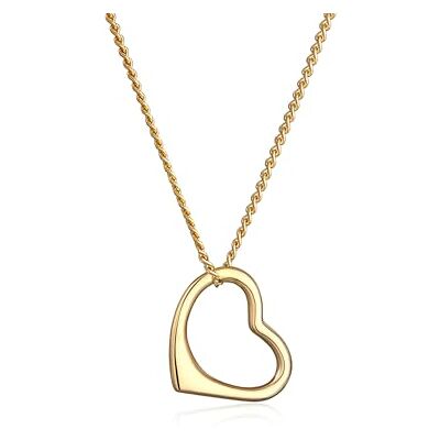 Elli PREMIUM halsband damer med hänge hjärta kärlek klassisk hög kvalitet i 585 gult guld, 45cm, fasettad slipning, Ingen ädelsten Elli PREMIUM halsband damer med hänge hjärta kärlek klassisk hög kvalitet i 585 gult guld, 45cm, fasettad slipning, Ingen ädelsten