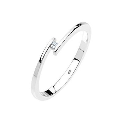 DIAMORE Elli diamanter-ring för kvinnor, förlovningsring med diamant (0,015 ct.) i 925 sterlingsilver, 54 cm, övrigt, Diamant DIAMORE Elli diamanter-ring för kvinnor, förlovningsring med diamant (0,015 ct.) i 925 sterlingsilver, 54 cm, övrigt, Diamant