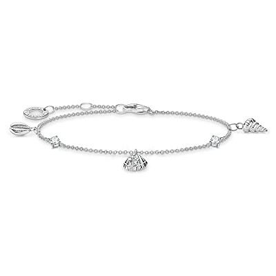 THOMAS SABO Damen Armband mit Muschelanhänger und Zirkonia aus 925er Sterling-Silber, Länge: 16cm-19cm, A2060-051-14-L19V THOMAS SABO Damen Armband mit Muschelanhänger und Zirkonia aus 925er Sterling-Silber, Länge: 16cm-19cm, A2060-051-14-L19V