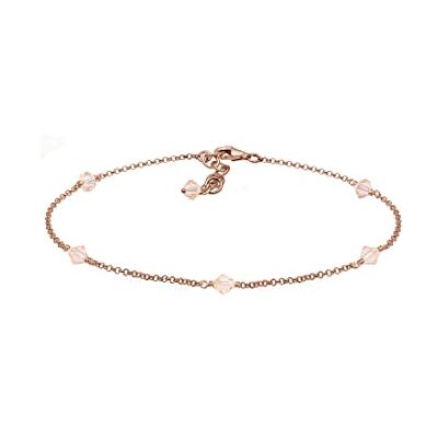 Elli Damfotsmycke vristlänk 925 sterlingsilver roséguldpläterad kristaller,Fasett kant Elli Damfotsmycke vristlänk 925 sterlingsilver roséguldpläterad kristaller,Fasett kant