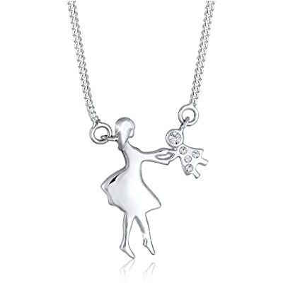 Elli halsband damer mamma barn kärlek med kristaller i 925 sterlingsilver, Sterlingsilver, Kristall Elli halsband damer mamma barn kärlek med kristaller i 925 sterlingsilver, Sterlingsilver, Kristall