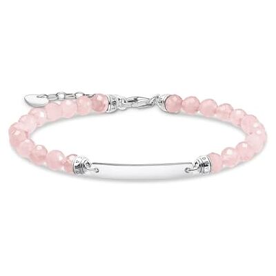 THOMAS SABO Damen Armband Weiße Süßwasserzuchtperlen und Gravur-Steg aus 925 Sterling-Silber Rosenquarz, Gr. 16cm-19cm, A2042-637-9-L19V THOMAS SABO Damen Armband Weiße Süßwasserzuchtperlen und Gravur-Steg aus 925 Sterling-Silber Rosenquarz, Gr. 16cm-19cm, A2042-637-9-L19V