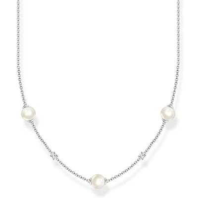 THOMAS SABO Sabo Kette mit Süßwasserzuchtperlen, weißen Zirkonia Steinen in Sterling Silber, KE2120-167-14-L45V THOMAS SABO Sabo Kette mit Süßwasserzuchtperlen, weißen Zirkonia Steinen in Sterling Silber, KE2120-167-14-L45V