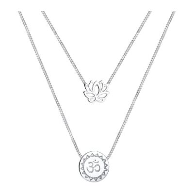 Elli Halsband damer lotusblomma Om mantra symbol lager look i 925 sterlingsilver, 40cm, Silver, Ingen ädelsten Elli Halsband damer lotusblomma Om mantra symbol lager look i 925 sterlingsilver, 40cm, Silver, Ingen ädelsten