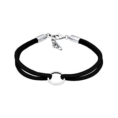 Elli Armband cirkel Geo Velour läder utseende trend 925 silver e silver, colore: svart, cod. 0208313117_16 Elli Armband cirkel Geo Velour läder utseende trend 925 silver e silver, colore: svart, cod. 0208313117_16