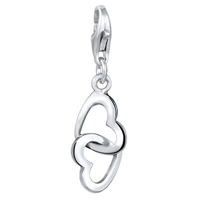 Elli Charm damer hänge dubbelt hjärta förbundna i 925 sterlingsilver, fasettad slipning, Ingen sten Elli Charm damer hänge dubbelt hjärta förbundna i 925 sterlingsilver, fasettad slipning, Ingen sten