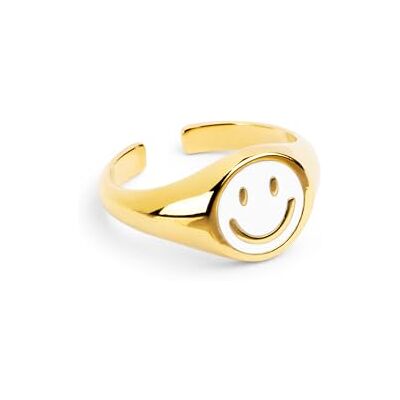 SINGULARU Smiley Ring Justerbar Ring Mässing med 18 K guldpläterad finish. och emalj En storlek Smycken för kvinnor Tillverkad i Spanien, One Size, Knivar, Ingen ädelsten SINGULARU Smiley Ring Justerbar Ring Mässing med 18 K guldpläterad finish. och emalj En storlek Smycken för kvinnor Tillverkad i Spanien, One Size, Knivar, Ingen ädelsten