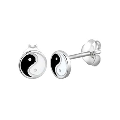 Elli örhängen Yin Yang 925 sterlingsilver, Emalj, Utan Elli örhängen Yin Yang 925 sterlingsilver, Emalj, Utan