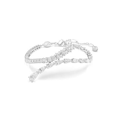 Swarovski Matrix armband, Blandade snitt, Vit, Rhodium pläterad Swarovski Matrix armband, Blandade snitt, Vit, Rhodium pläterad