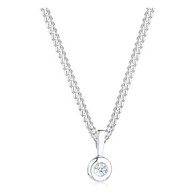 DIAMORE Elli DIAMONDS halsband för kvinnor cirkel rund diamant (0,03 ct.) i 925 sterlingsilver, 45, lack, Diamant DIAMORE Elli DIAMONDS halsband för kvinnor cirkel rund diamant (0,03 ct.) i 925 sterlingsilver, 45, lack, Diamant