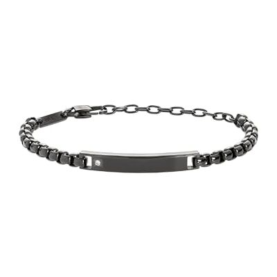 Breil Armband TAG & CROSS für Herren aus Edelstahl mit Zirkonia in der Farbe Grau, mit Karabinerverschluss, Länge: 22 cm, TJ3223 Breil Armband TAG & CROSS für Herren aus Edelstahl mit Zirkonia in der Farbe Grau, mit Karabinerverschluss, Länge: 22 cm, TJ3223
