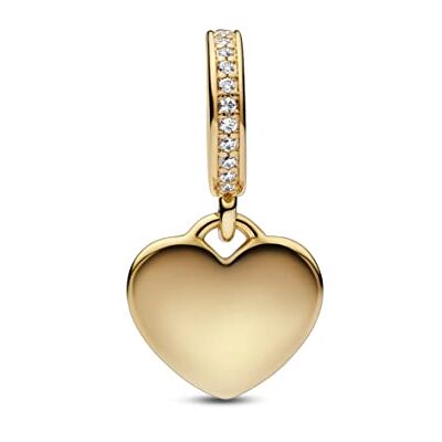PANDORA Herz Charm-Anhänger aus Sterlingsilber mit Zirkonia in der Farbe Gold, Kompatibel mit Moments Armbänder, 768761C01 PANDORA Herz Charm-Anhänger aus Sterlingsilber mit Zirkonia in der Farbe Gold, Kompatibel mit Moments Armbänder, 768761C01