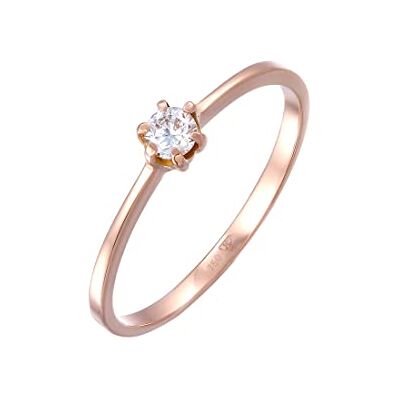 DIAMORE Elli DIAMONDS ring kvinnor solitär förlovning med diamant (0,11 ct.) i 750 roséguld, 52 EU, Sterlingsilver, Diamant DIAMORE Elli DIAMONDS ring kvinnor solitär förlovning med diamant (0,11 ct.) i 750 roséguld, 52 EU, Sterlingsilver, Diamant