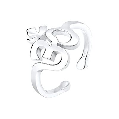 Elli Ring dam Om kraftsymbol Talisman i 925 sterlingsilver, fasettad slipning, Utan Elli Ring dam Om kraftsymbol Talisman i 925 sterlingsilver, fasettad slipning, Utan