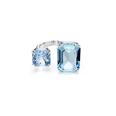 Swarovski Millenia öppen ring, Octagon cut, Blå, Rhodium pläterad Swarovski Millenia öppen ring, Octagon cut, Blå, Rhodium pläterad