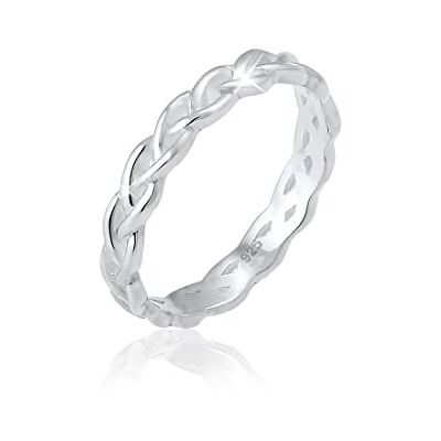 Elli Ring dam flätad oändlig knut trend i 925 sterlingsilver, 58 EU, fasettslipning, Utan Elli Ring dam flätad oändlig knut trend i 925 sterlingsilver, 58 EU, fasettslipning, Utan