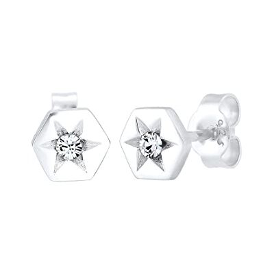 Elli örhängen stjärna hexagon kristall 925 e silver Elli örhängen stjärna hexagon kristall 925 e silver