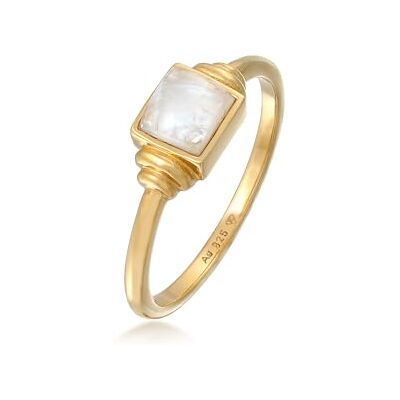 Elli ring premium ring damer kvadrat vintage med månsten i 925 sterlingsilver förgylld, Sterlingsilver, Månsten Elli ring premium ring damer kvadrat vintage med månsten i 925 sterlingsilver förgylld, Sterlingsilver, Månsten