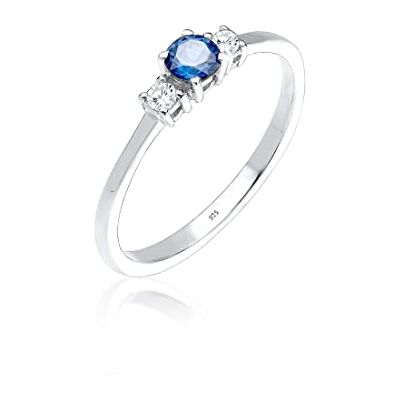 Elli Damer, äkta smycke, ring, förlovningsring med zirkoniumkristaller, safirblå i 925 sterlingsilver, 52 EU, Kristall, Safir Elli Damer, äkta smycke, ring, förlovningsring med zirkoniumkristaller, safirblå i 925 sterlingsilver, 52 EU, Kristall, Safir