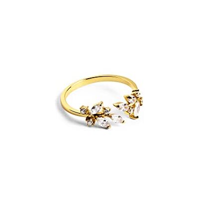 SINGULARU – ring Bougainvillea vitt guld – justerbar ring – 925 sterlingsilver med 18 k förgyllning – en storlek – damsmycken, Talla Unica, Ädelmetall Guld, Ej tillämpligt SINGULARU – ring Bougainvillea vitt guld – justerbar ring – 925 sterlingsilver med 18 k förgyllning – en storlek – damsmycken, Talla Unica, Ädelmetall Guld, Ej tillämpligt