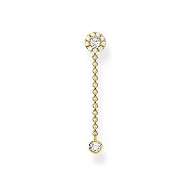 THOMAS SABO Einzel-Ohrstecker mit Anhänger aus Sterlingsilber mit Zirkonia in der Farbe Gold, Maße: 26mm x 3mm, H2237-414-14 THOMAS SABO Einzel-Ohrstecker mit Anhänger aus Sterlingsilber mit Zirkonia in der Farbe Gold, Maße: 26mm x 3mm, H2237-414-14