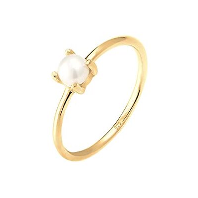 Elli ring damer solitär med sötvattenodlade pärla i 925 sterlingsilver, 56 EU, fasettad slipning, Utan Elli ring damer solitär med sötvattenodlade pärla i 925 sterlingsilver, 56 EU, fasettad slipning, Utan