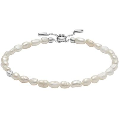 Skagen Kvinnors Agnethe Pearl White Freshwater Pearl Slider armband, SKJ1833040, Vit Skagen Kvinnors Agnethe Pearl White Freshwater Pearl Slider armband, SKJ1833040, Vit