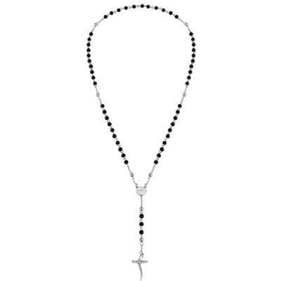 Breil Code Onyx Rosenkranzhalskette aus Stahl mit einem antiken, polierten Stein, Max. Länge: 63 cm, TJ2990 Breil Code Onyx Rosenkranzhalskette aus Stahl mit einem antiken, polierten Stein, Max. Länge: 63 cm, TJ2990