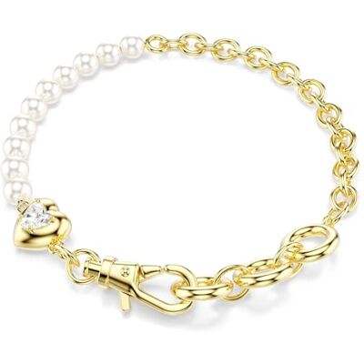 Swarovski Idyllia armband, Kristallpärla, Vit, Guldfärgad pläterad Swarovski Idyllia armband, Kristallpärla, Vit, Guldfärgad pläterad