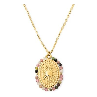 SINGULARU Halsband med medaljong, stålhalsband med 18 k guldpläterad finish, justerbart långt halsband med medaljong, smycken för kvinnor, One Size, Rostfritt stål, Ingen ädelsten SINGULARU Halsband med medaljong, stålhalsband med 18 k guldpläterad finish, justerbart långt halsband med medaljong, smycken för kvinnor, One Size, Rostfritt stål, Ingen ädelsten