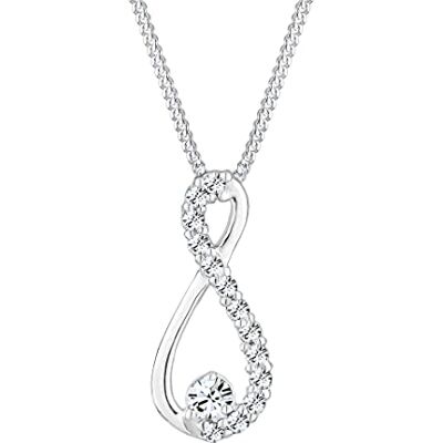 Elli dam halskedja med Infinity berlock oändlighet och kristaller i 925 sterlingsilver lång e silver Elli dam halskedja med Infinity berlock oändlighet och kristaller i 925 sterlingsilver lång e silver
