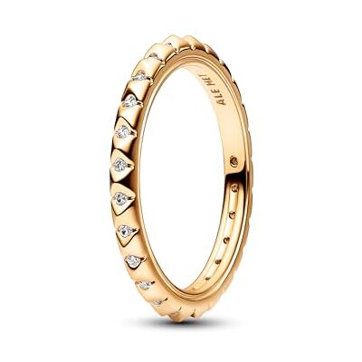 PANDORA ME Pyramiden Ring aus Sterling Silber mit 14 Karat vergoldete Metalllegierung, Cubic Zirkoniastein verziert, Größe: 52, 162800C01-52 PANDORA ME Pyramiden Ring aus Sterling Silber mit 14 Karat vergoldete Metalllegierung, Cubic Zirkoniastein verziert, Größe: 52, 162800C01-52