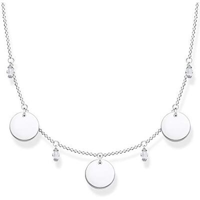 THOMAS SABO Damhalsband med tre mynt och vita stenar silver 925 sterlingsilver, 40–45 cm längd THOMAS SABO Damhalsband med tre mynt och vita stenar silver 925 sterlingsilver, 40–45 cm längd
